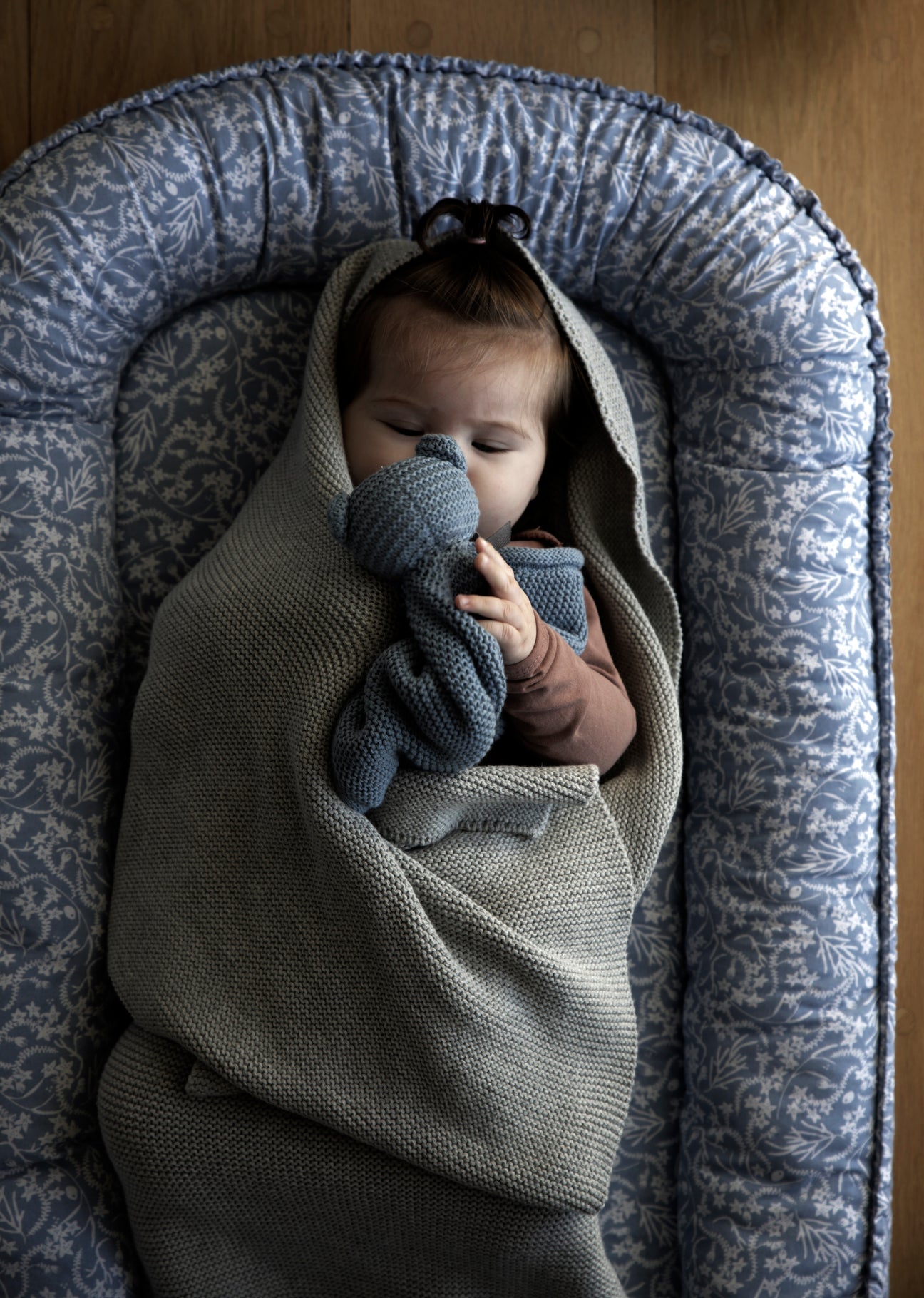 Babynest - Strandtryck blå