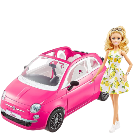 Barbie Fiat 500 med docka - Rosa