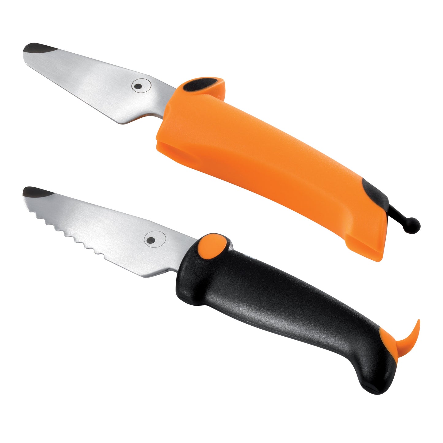 Kinderkitchen barnknivset med sax, 3-delar - barnkniv, orange/svart